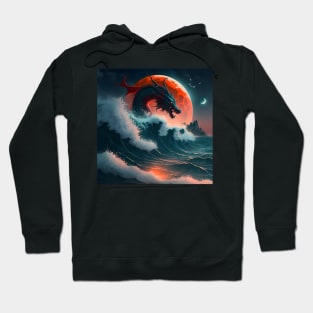 Dragon Flying over the Moon and the Ocean Hoodie